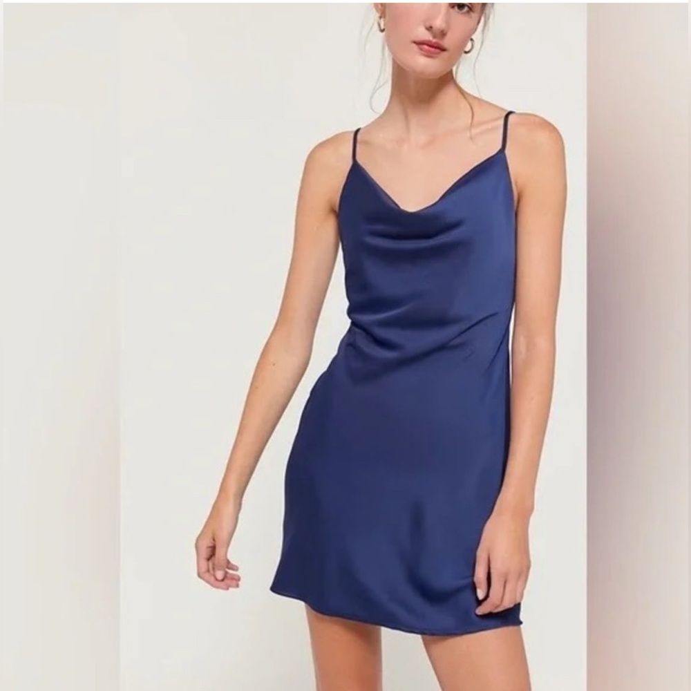 Altar'd State Anniston Cowl Neck Navy Mini Dress